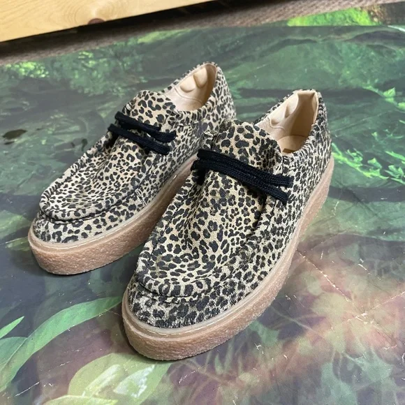Hush Puppies Womens Sz 6.5 Bridget Animal print Leopard Suede Platform Sneakers - Picture 5 of 12